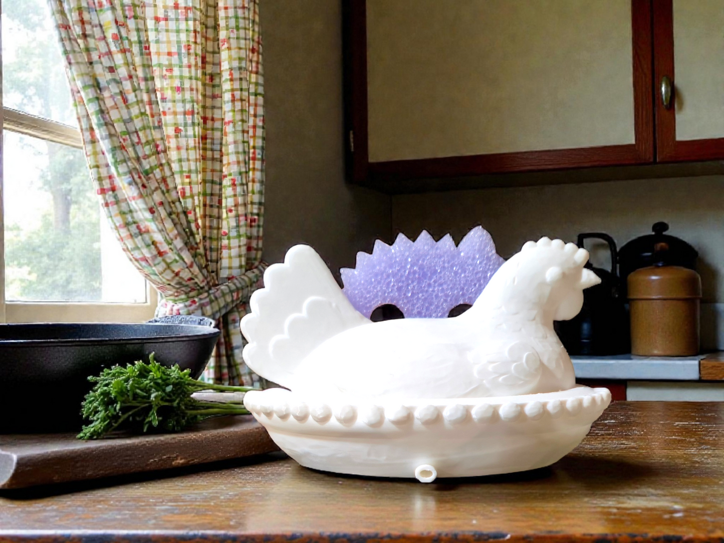 3D Printed Hen on Nest Holder for Scrub Daddy or Bath & Body Works Soap | Farmhouse Sink Organizer